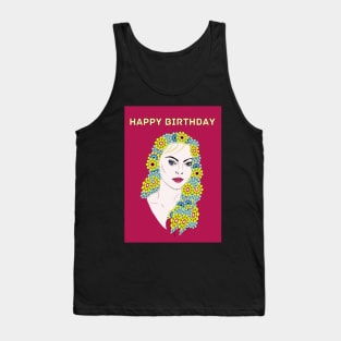 Flower girl, on pink background birthday Card Tank Top